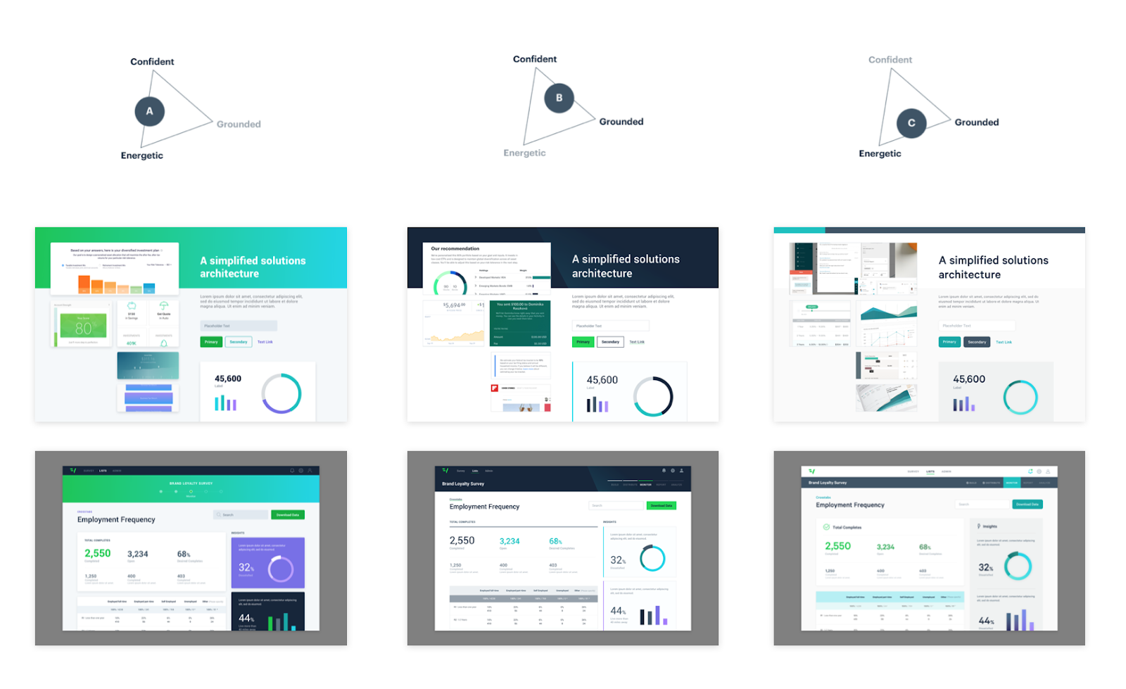 A variety of style tiles